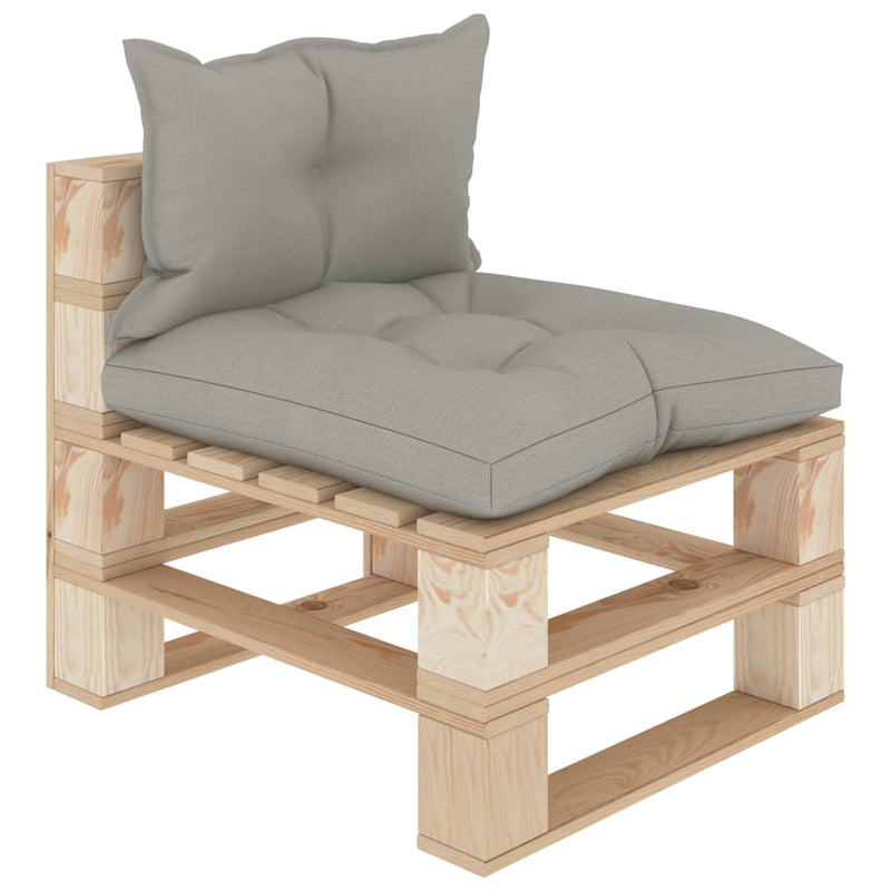 Garden Pallet Middle Sofa with Taupe Cushions Wood Payday Deals