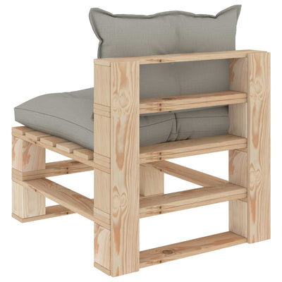 Garden Pallet Middle Sofa with Taupe Cushions Wood Payday Deals