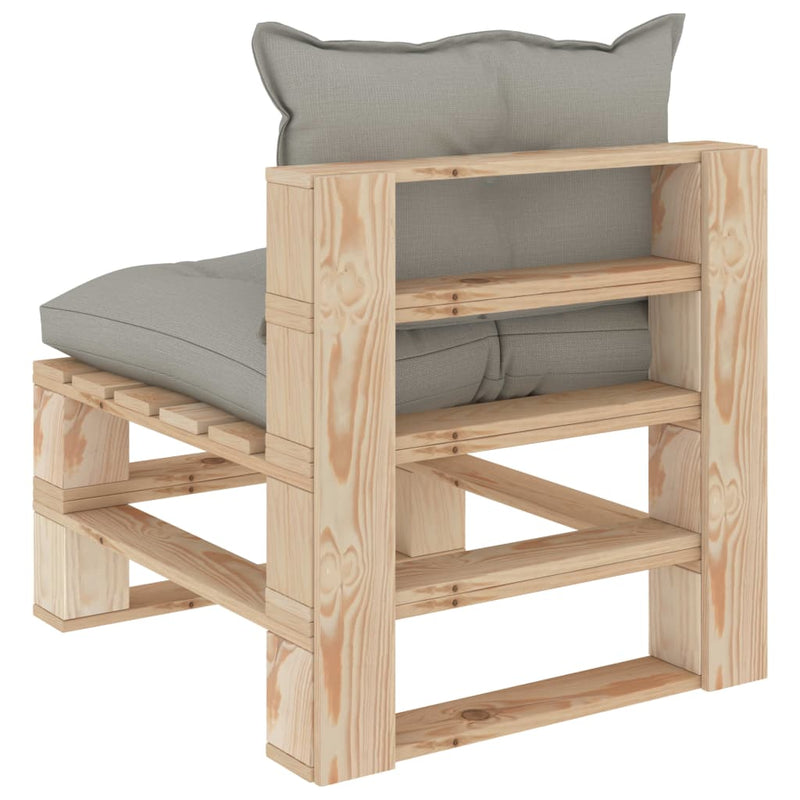 Garden Pallet Middle Sofa with Taupe Cushions Wood Payday Deals