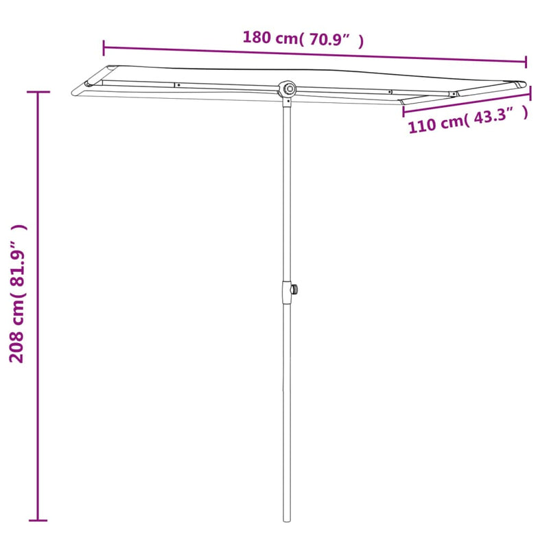 Garden Parasol with Aluminium Pole 180x110 cm Terracotta Payday Deals