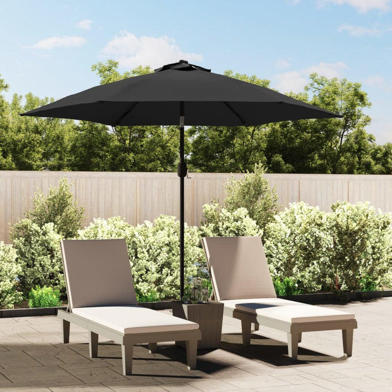 Garden Parasol with LED Lights and Steel Pole 300cm Anthracite Payday Deals