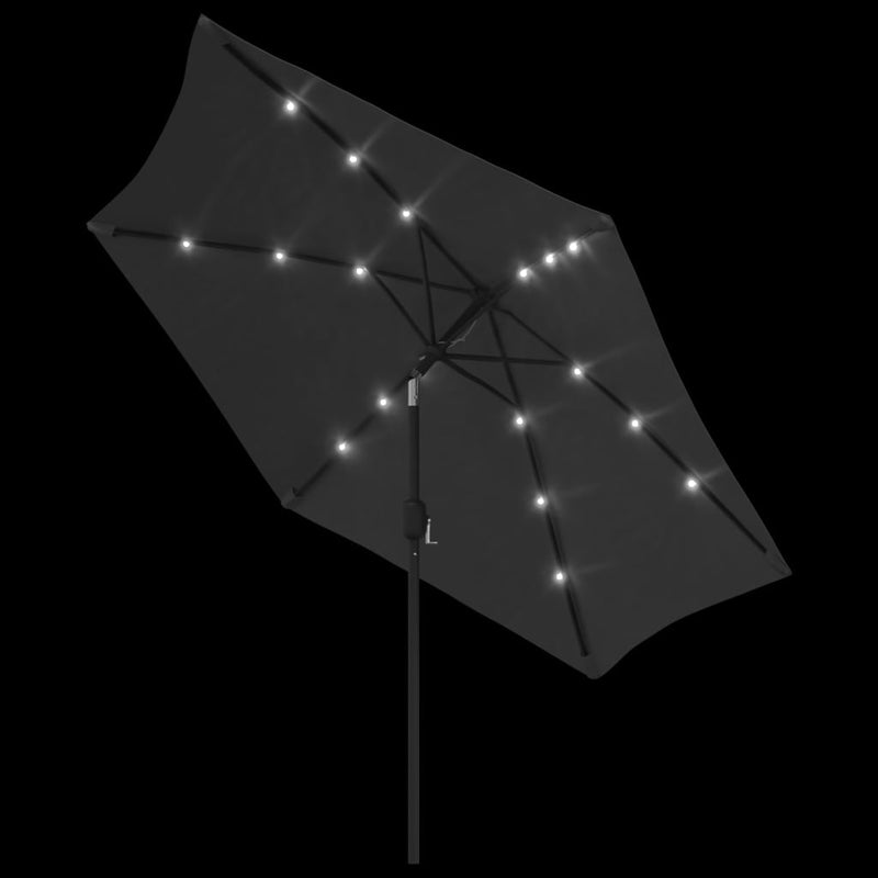 Garden Parasol with LED Lights and Steel Pole 300cm Anthracite Payday Deals