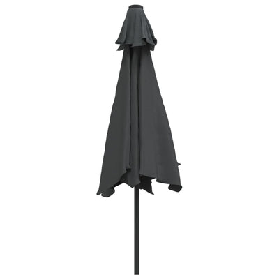 Garden Parasol with LED Lights and Steel Pole 300cm Anthracite Payday Deals