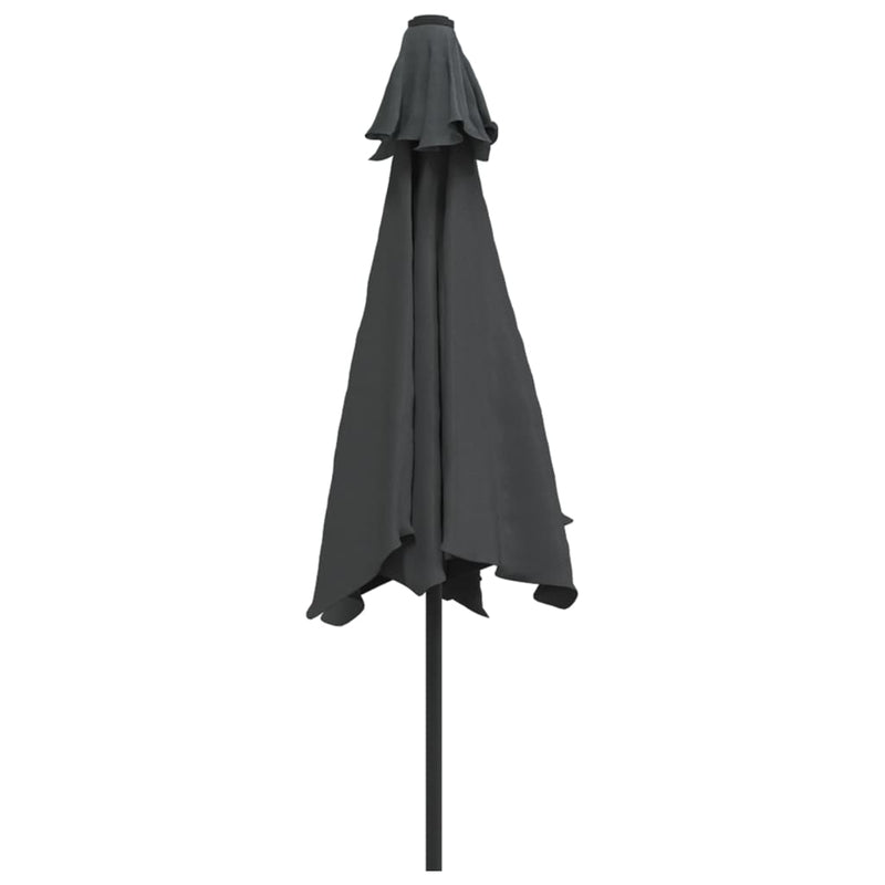 Garden Parasol with LED Lights and Steel Pole 300cm Anthracite Payday Deals
