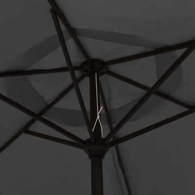Garden Parasol with LED Lights and Steel Pole 300cm Anthracite Payday Deals