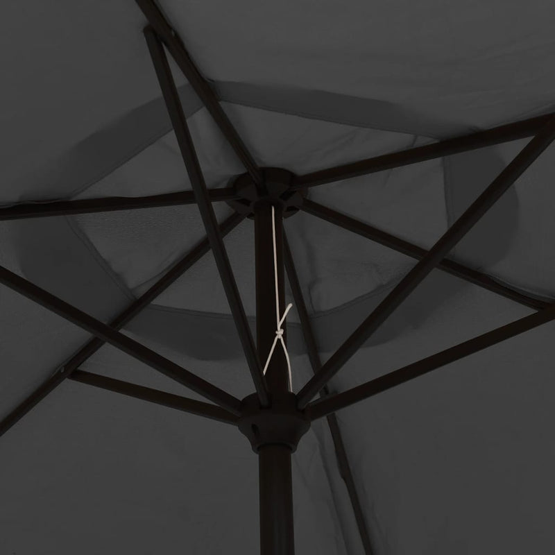 Garden Parasol with LED Lights and Steel Pole 300cm Anthracite Payday Deals