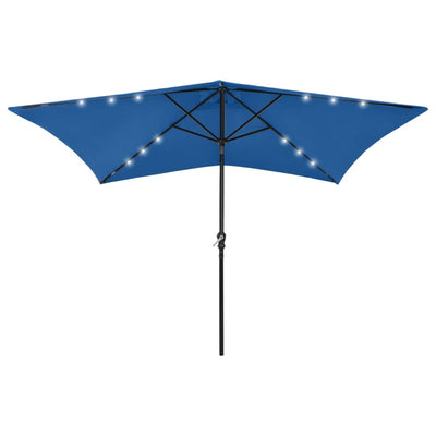 Garden Parasol with LEDs and Steel Pole Azure Blue 2x3 m Payday Deals