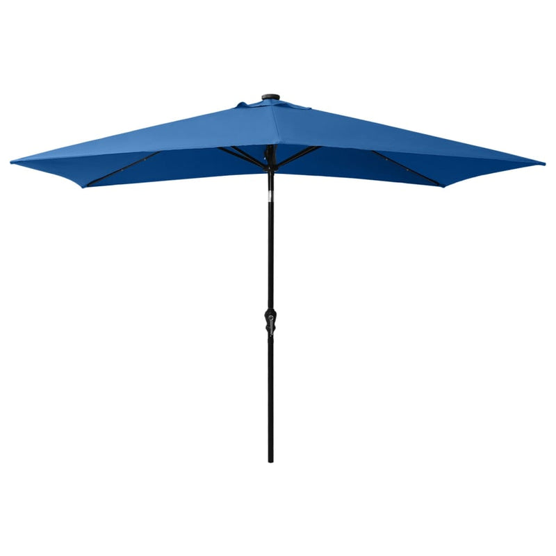 Garden Parasol with LEDs and Steel Pole Azure Blue 2x3 m Payday Deals