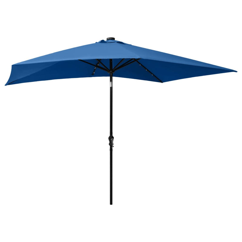Garden Parasol with LEDs and Steel Pole Azure Blue 2x3 m Payday Deals