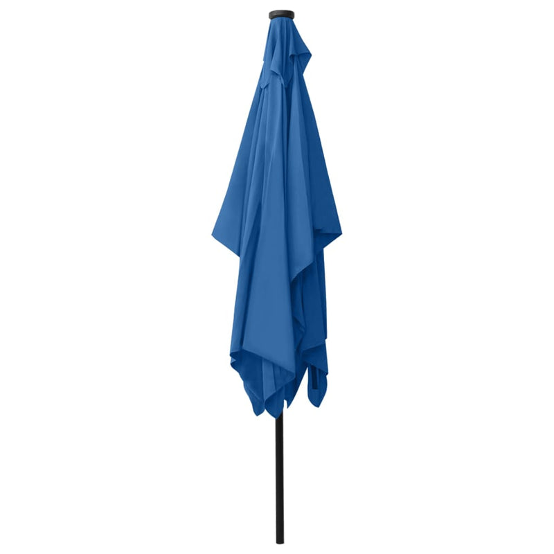 Garden Parasol with LEDs and Steel Pole Azure Blue 2x3 m Payday Deals