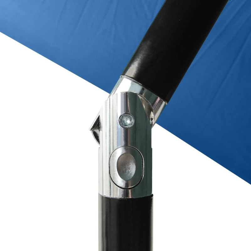 Garden Parasol with LEDs and Steel Pole Azure Blue 2x3 m Payday Deals