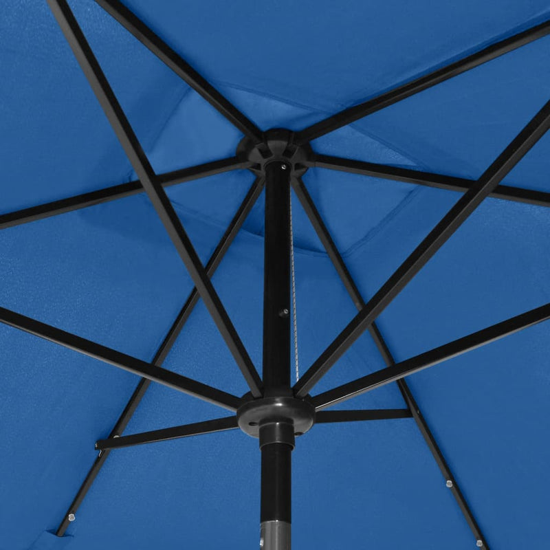 Garden Parasol with LEDs and Steel Pole Azure Blue 2x3 m Payday Deals