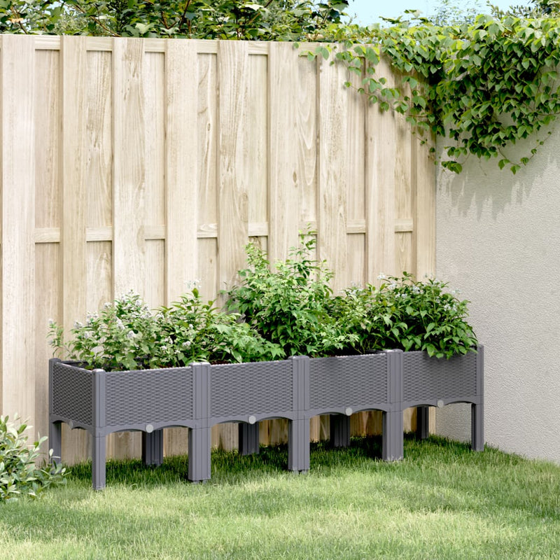 Garden Planter with Legs Blue Grey 160x40x42 cm PP Payday Deals