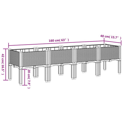 Garden Planter with Legs Blue Grey 160x40x42 cm PP Payday Deals