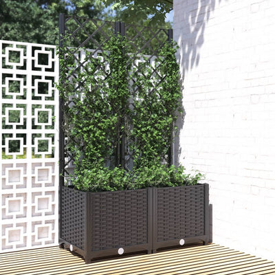 Garden Planter with Trellis Black 80x40x136 cm PP Payday Deals