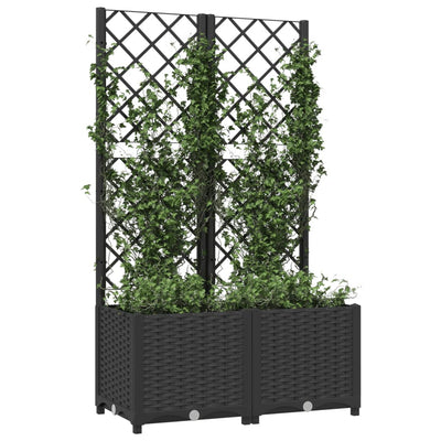 Garden Planter with Trellis Black 80x40x136 cm PP Payday Deals