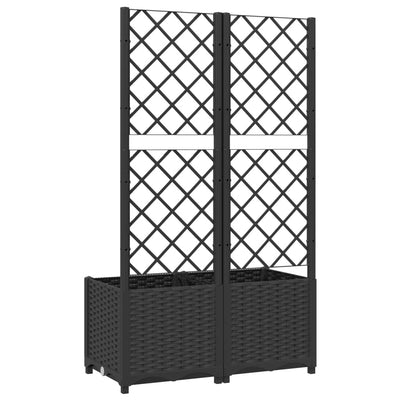 Garden Planter with Trellis Black 80x40x136 cm PP Payday Deals