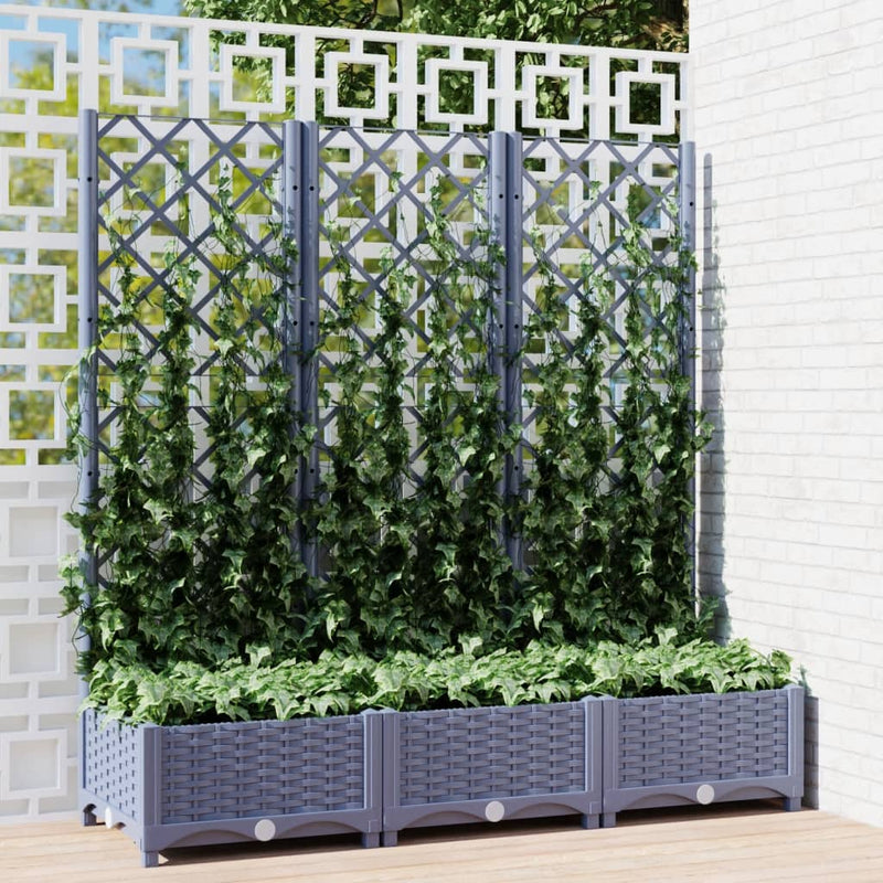 Garden Planter with Trellis Blue Grey 120x40x121.5 cm PP Payday Deals