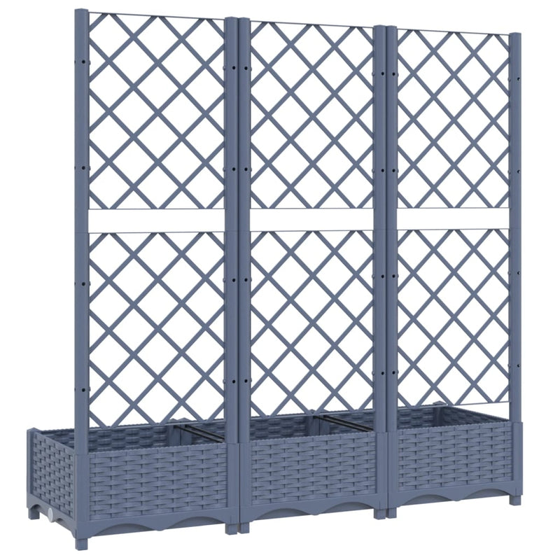 Garden Planter with Trellis Blue Grey 120x40x121.5 cm PP Payday Deals