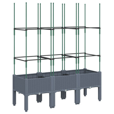 Garden Planter with Trellis Blue Grey 120x40x142.5 cm PP Payday Deals