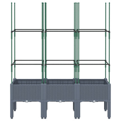 Garden Planter with Trellis Blue Grey 120x40x142.5 cm PP Payday Deals
