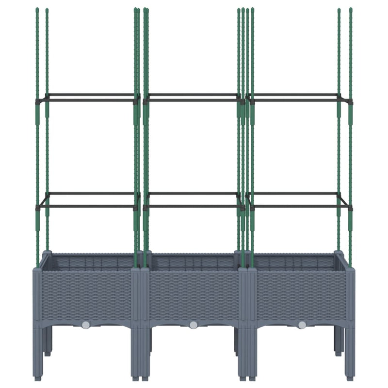 Garden Planter with Trellis Blue Grey 120x40x142.5 cm PP Payday Deals