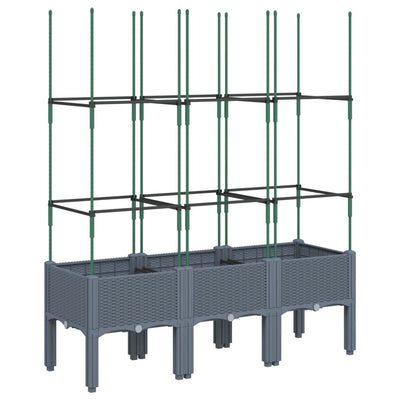 Garden Planter with Trellis Blue Grey 120x40x142.5 cm PP Payday Deals