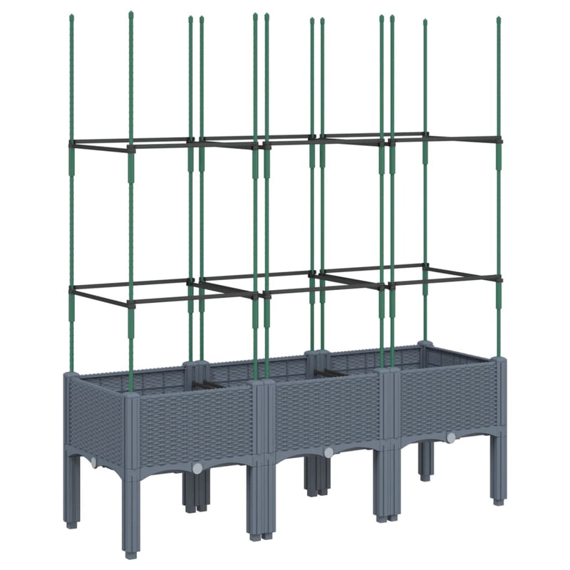 Garden Planter with Trellis Blue Grey 120x40x142.5 cm PP Payday Deals