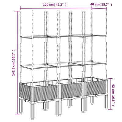 Garden Planter with Trellis Blue Grey 120x40x142.5 cm PP Payday Deals