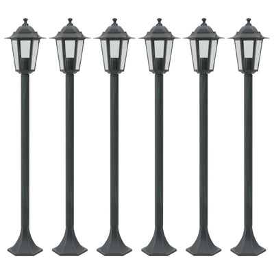 Garden Post Lights 6 pcs E27 110 cm Aluminium Dark Green