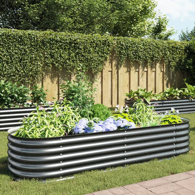 Garden Raised Bed 240x80x44 cm Galvanised Steel Grey Payday Deals