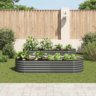 Garden Raised Bed 240x80x44 cm Galvanised Steel Grey Payday Deals