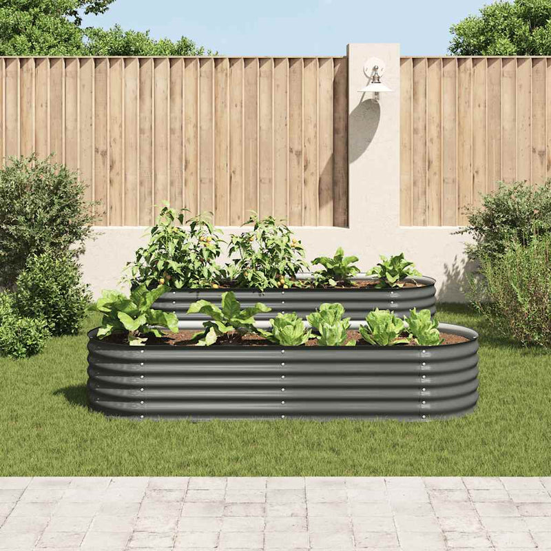 Garden Raised Bed 240x80x44 cm Galvanised Steel Grey Payday Deals