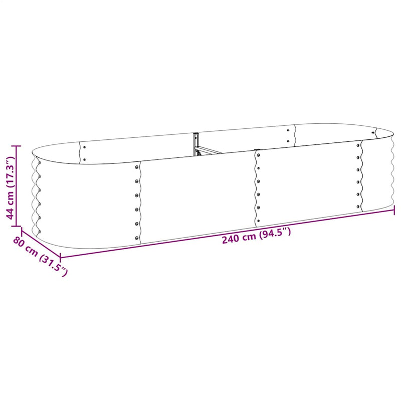 Garden Raised Bed 240x80x44 cm Galvanised Steel Grey Payday Deals