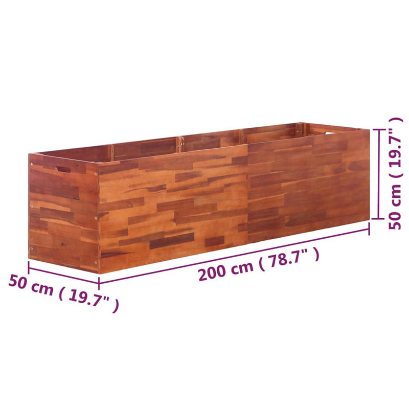 Garden Raised Bed Acacia Wood 200x50x50 cm Payday Deals