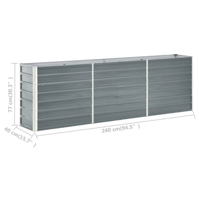 Garden Raised Bed Galvanised Steel 240x40x77 cm Grey Payday Deals