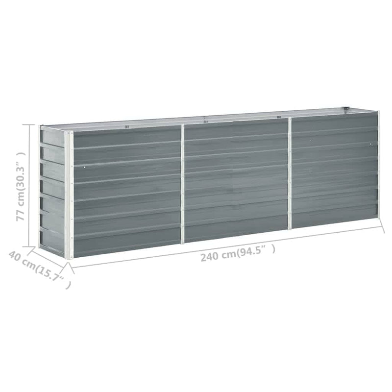 Garden Raised Bed Galvanised Steel 240x40x77 cm Grey Payday Deals