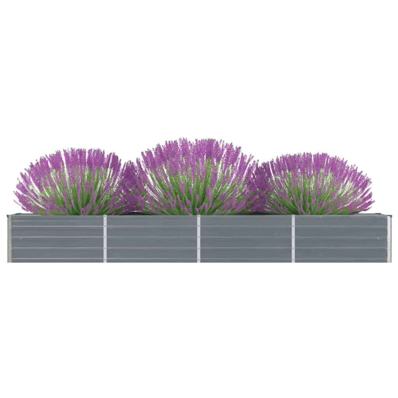 Garden Raised Bed Galvanised Steel 320x40x45 cm Grey Payday Deals