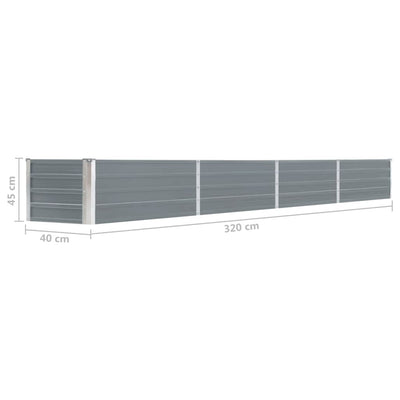 Garden Raised Bed Galvanised Steel 320x40x45 cm Grey Payday Deals