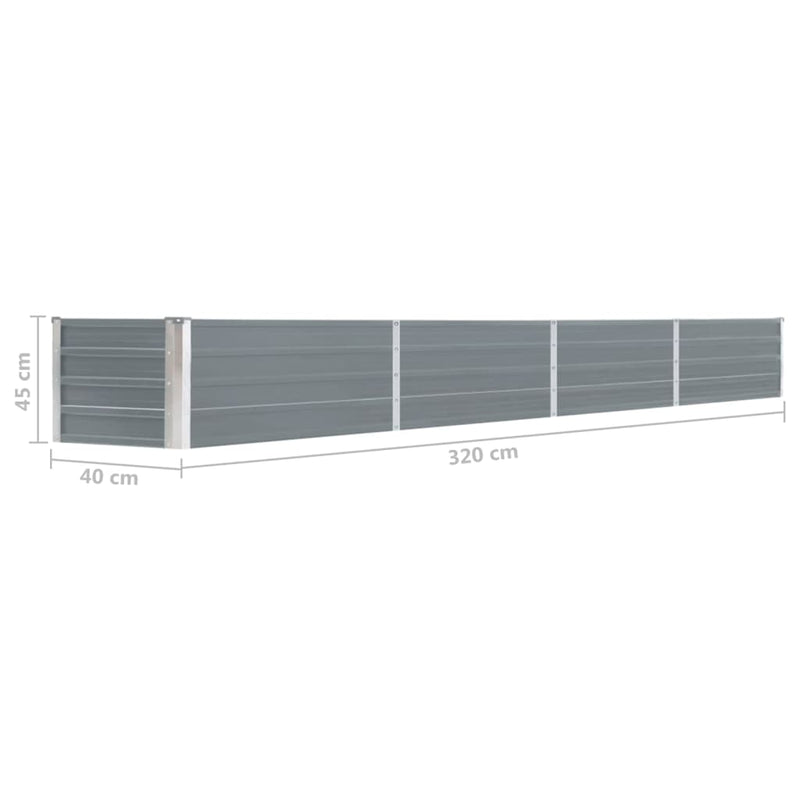 Garden Raised Bed Galvanised Steel 320x40x45 cm Grey Payday Deals