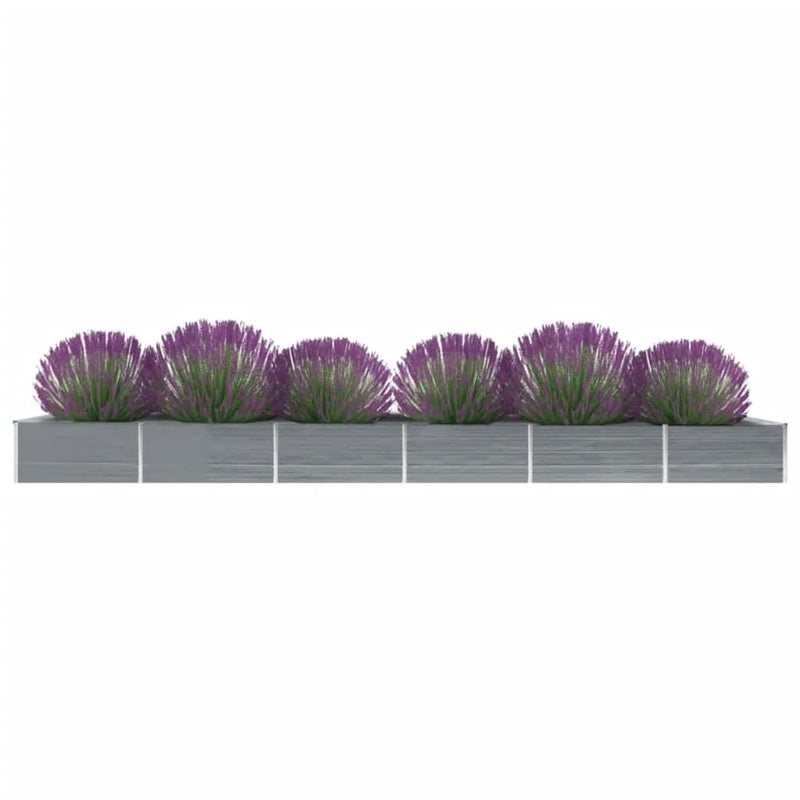 Garden Raised Bed Galvanised Steel 600x80x45 cm Grey Payday Deals