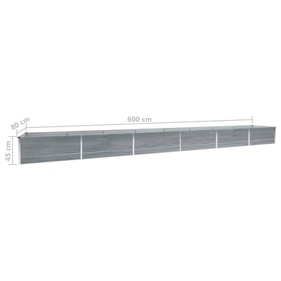 Garden Raised Bed Galvanised Steel 600x80x45 cm Grey Payday Deals