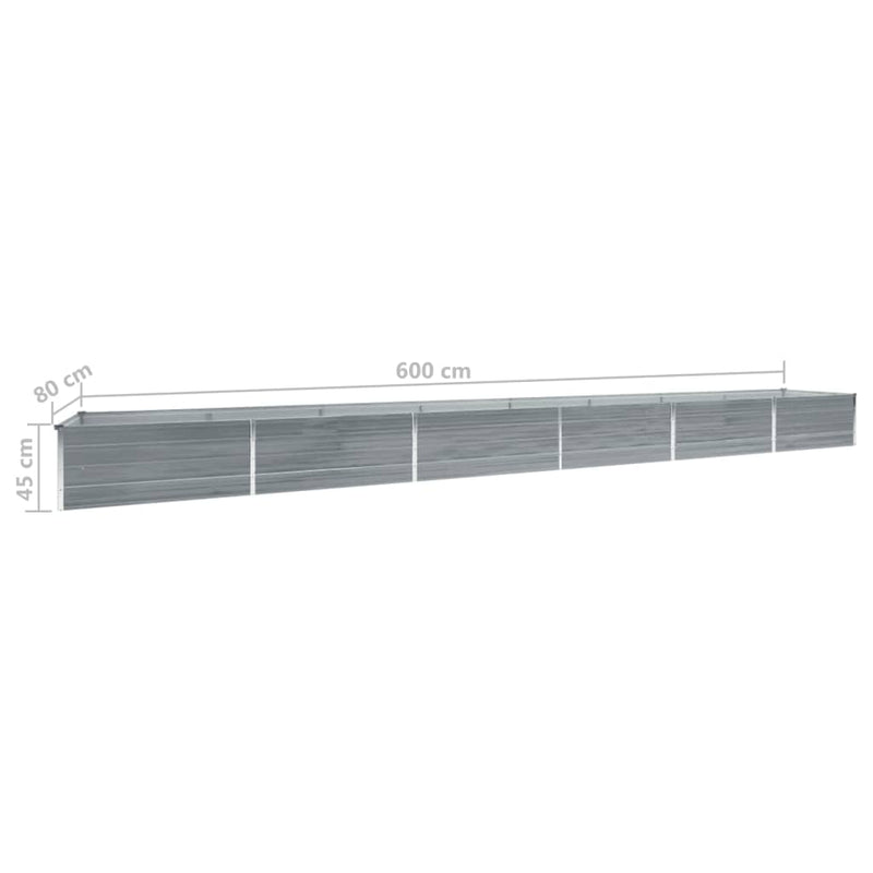 Garden Raised Bed Galvanised Steel 600x80x45 cm Grey Payday Deals