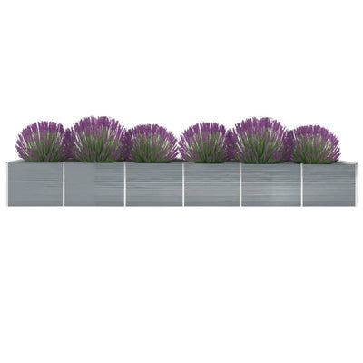Garden Raised Bed Galvanised Steel 600x80x77 cm Grey Payday Deals