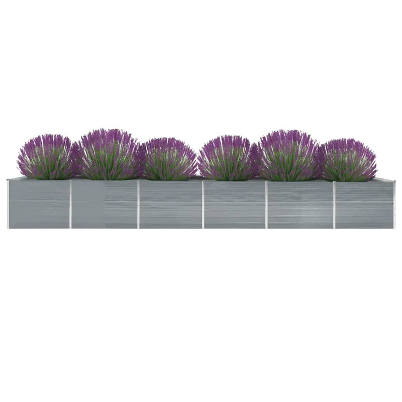 Garden Raised Bed Galvanised Steel 600x80x77 cm Grey Payday Deals