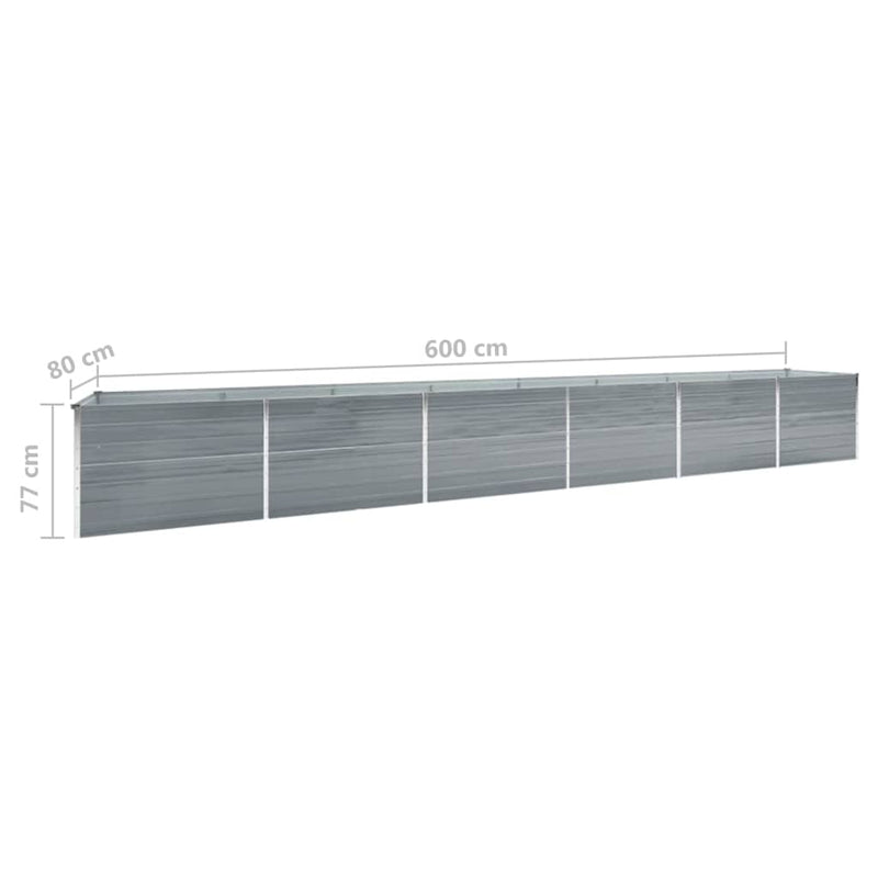 Garden Raised Bed Galvanised Steel 600x80x77 cm Grey Payday Deals