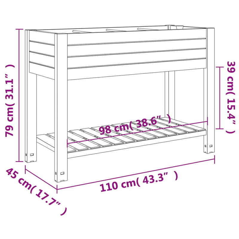 Garden Raised Bed Light Brown 110x45x79 cm Polypropylene Payday Deals