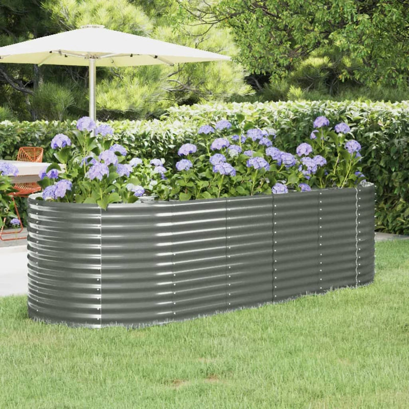 Garden Raised Bed Powder-Coated Steel 249x100x68 cm Grey Payday Deals