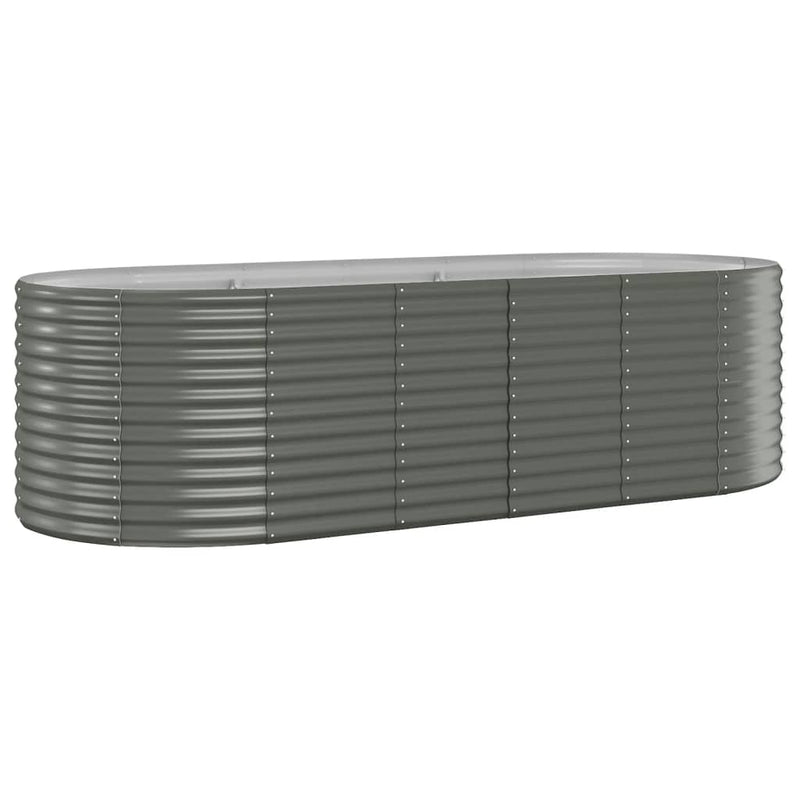 Garden Raised Bed Powder-Coated Steel 249x100x68 cm Grey Payday Deals