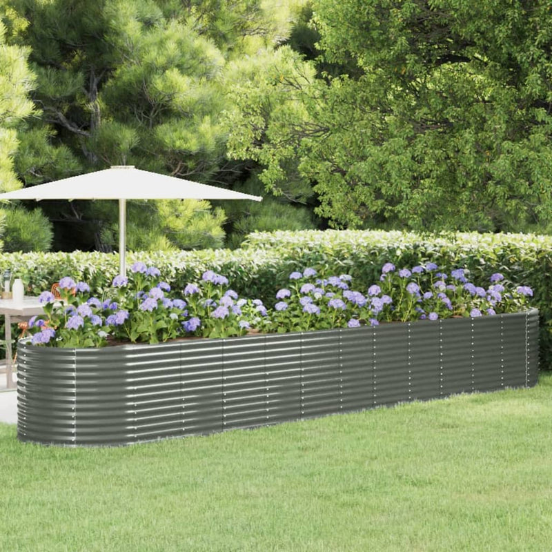 Garden Raised Bed Powder-Coated Steel 507x100x68 cm Grey Payday Deals